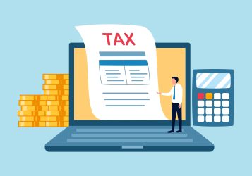 Tax,Online,Payment,Concept,Vector,Illustration.,Financial,Analysis,Report,And