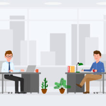 Nice,Office,Worker,Men,Colleagues,Vector,Illustration.,Side,View,Writing