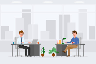 Nice,Office,Worker,Men,Colleagues,Vector,Illustration.,Side,View,Writing