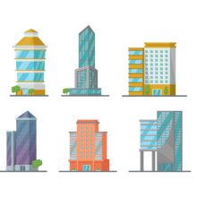 Office,City,Buildings,Of,Different,Shapes,Cartoon,Vector,Illustration,Set.